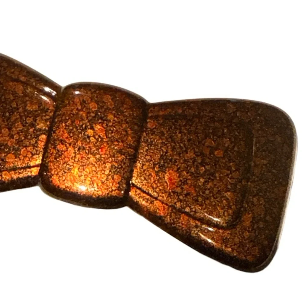 New 1970’s French Bow Barrette in a Shimmery Brown Copper, Handmade in France‎
